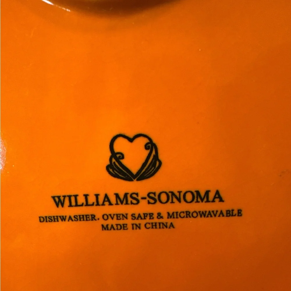 Heart-Shaped Orange Ceramic Plate by Williams-Sonoma (2-M)